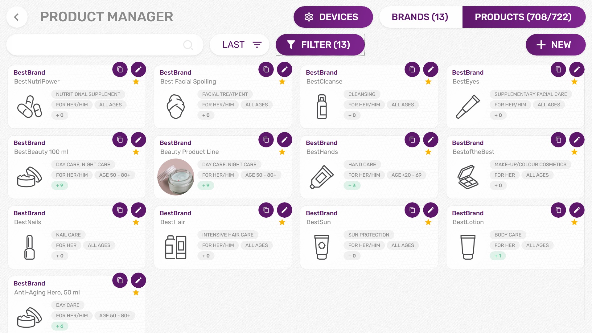 Enter your products and treatments and link them to the measurements in a meaningful way